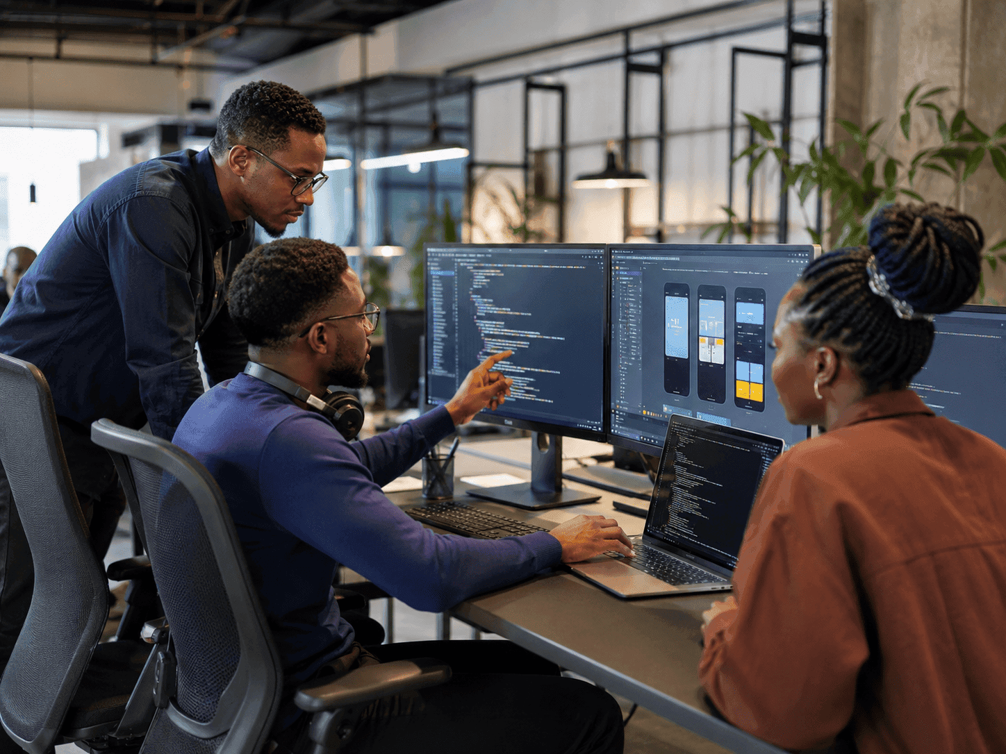 Software engineers collaborating in an office
