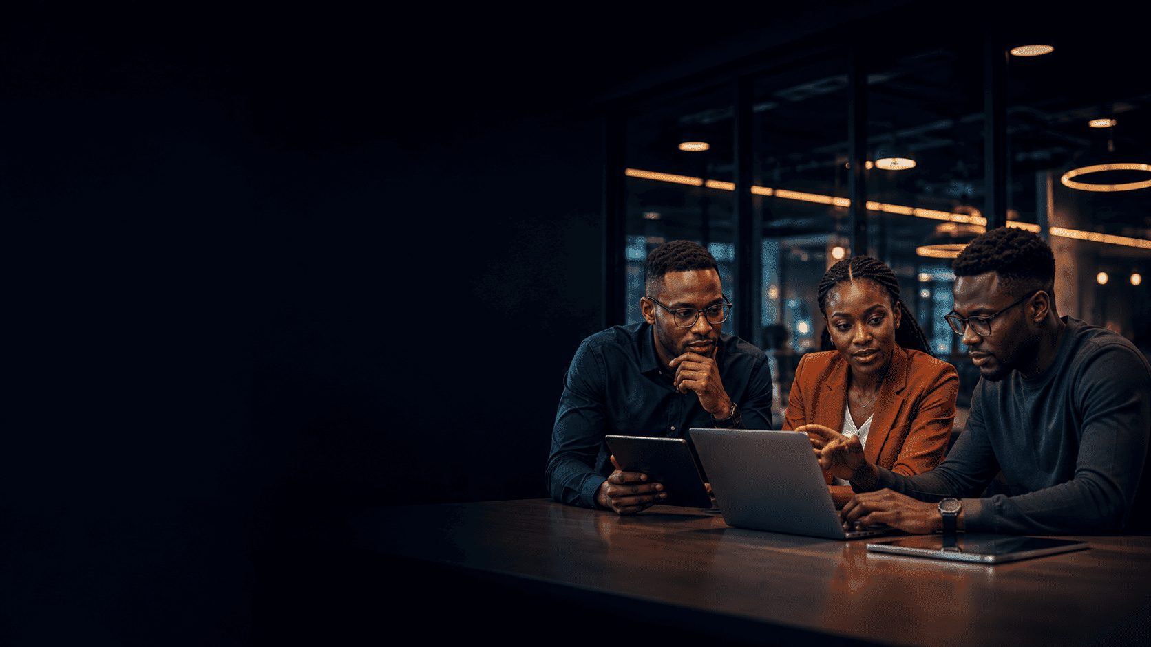Software engineers collaborating in a modern workspace